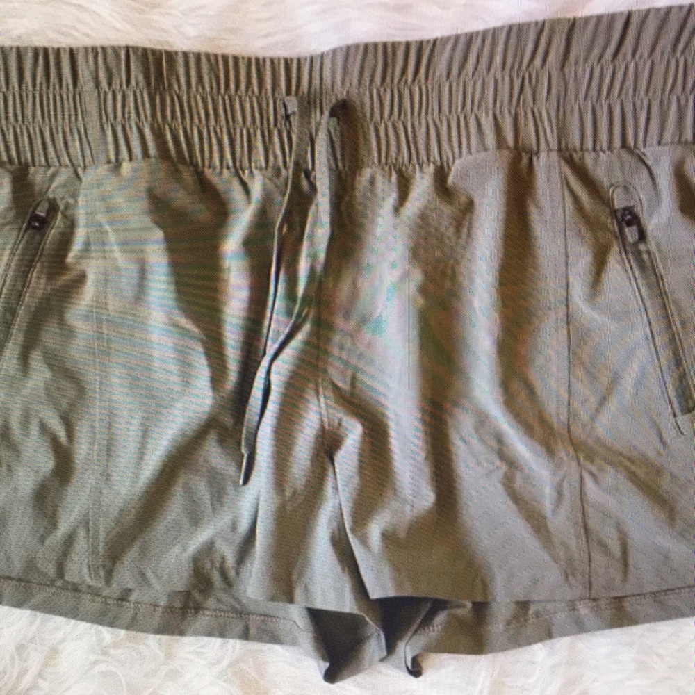 Olive Green Elastic Waist Shorts